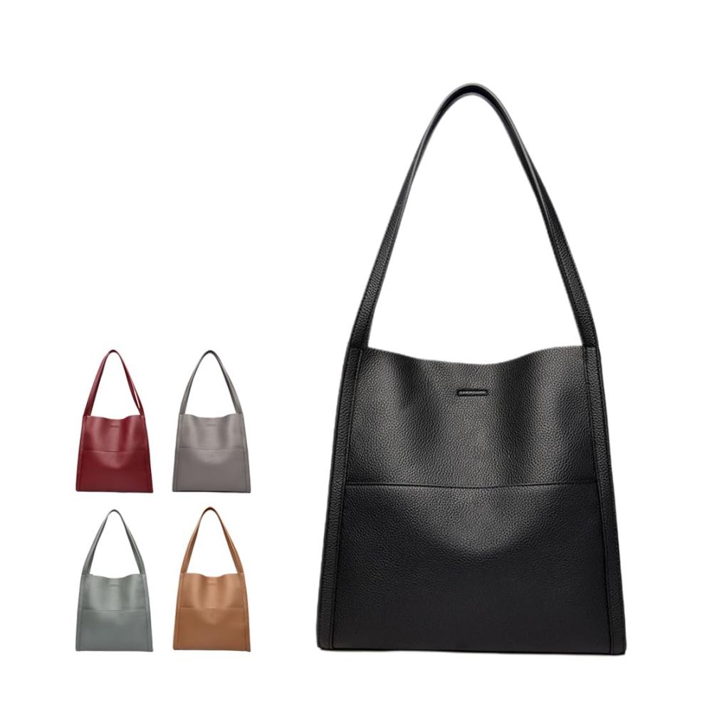 Einfarbige Leder Umhängetasche 2023 - Damen Tragetasche aus echtem Leder stilvolle Schultertasche mit soliden Farben
