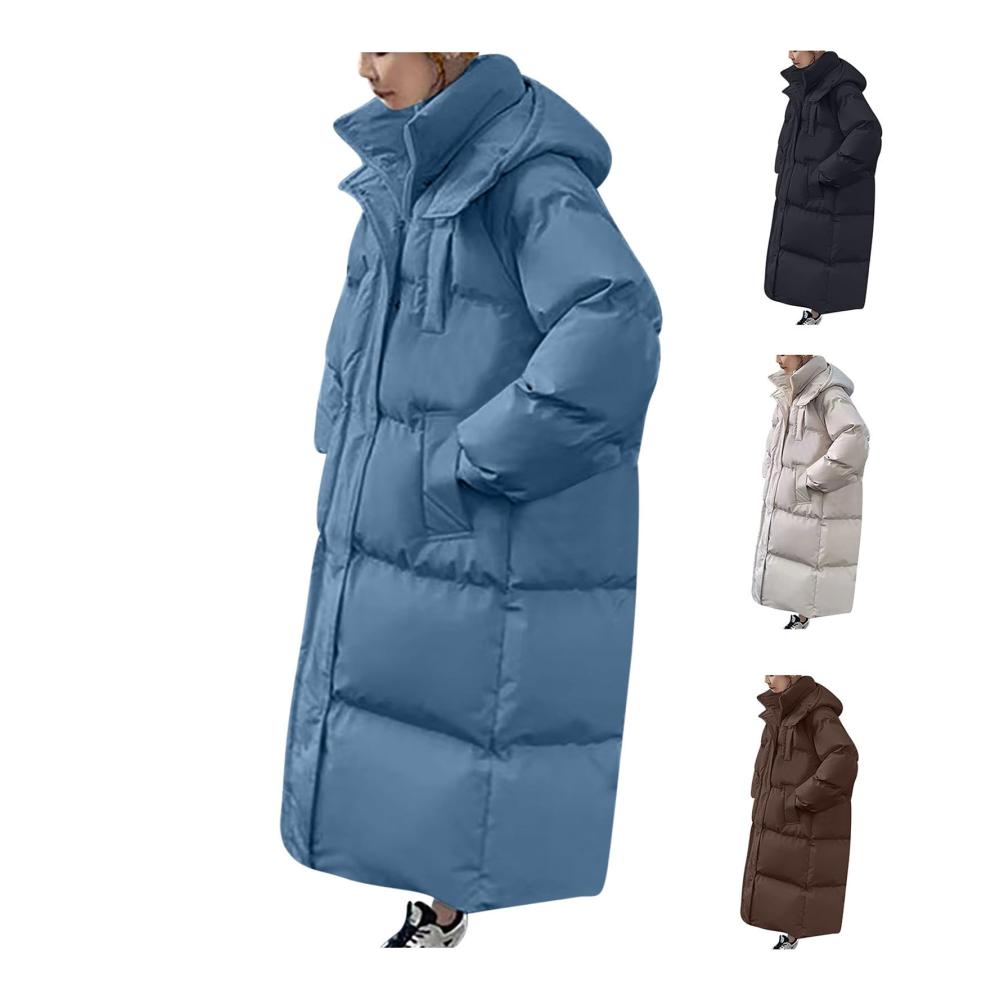 Damen Daunenjacke Eleganter Kapuzenpullover Mantel für Herbst und Winter Outdoor Casual Steppjacke in mittellanger Länge warme Puffer Jacke mit Baumwollkomfort
