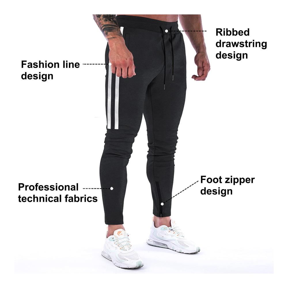 Herren Jogginghose Baumwoll-Sporthose mit Reißverschlusstaschen für Fitness und Training