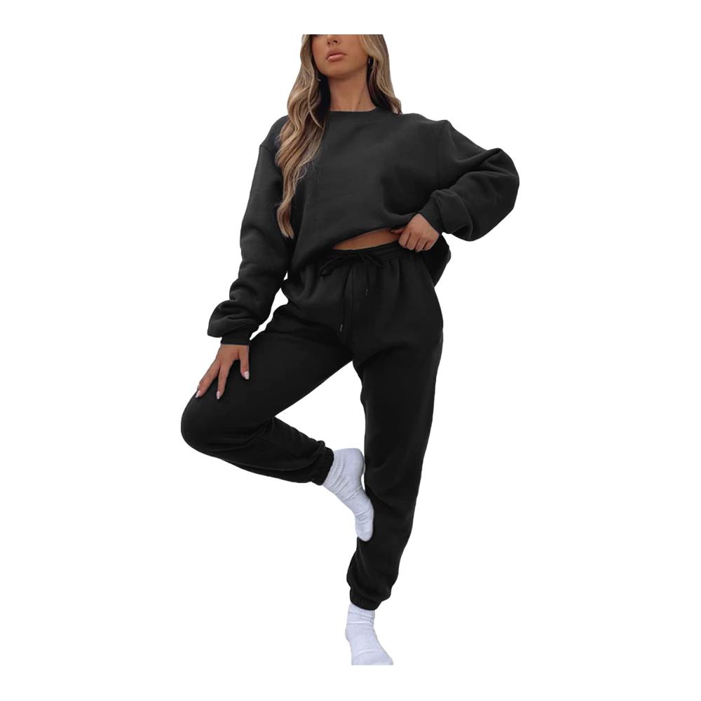 Amropi Damen Trainingsanzug mit Pullover Sweatshirt und Jogginghose - Warmes Vlies Kleidungsset