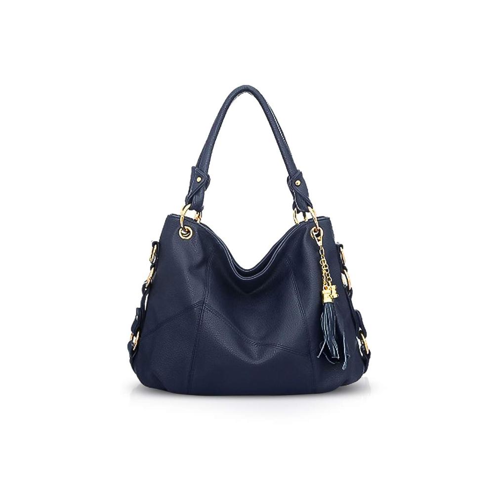 Damen Schultertasche aus weichem Leder - Großes Fassungsvermögen modische Hobo-Tasche mit Quaste - Schwarze Umhängetasche für stilbewusste Frauen