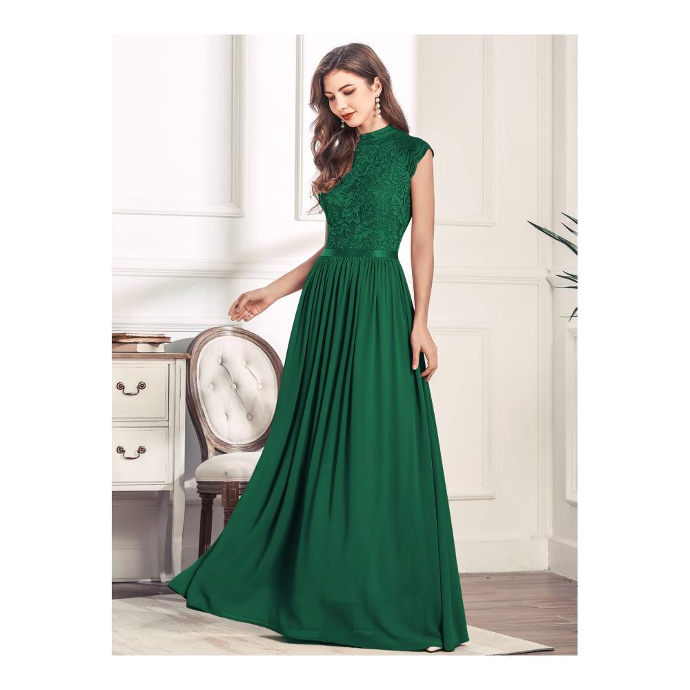 Elegantes Chiffon-Abendkleid für Brautjungfern - Bodenlanges Faltenkleid