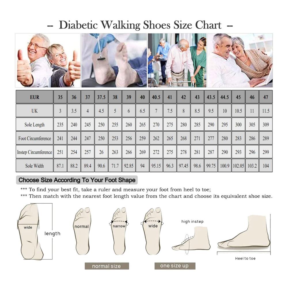 Diabetiker-Wanderschuhe für ältere Damen | Verstellbarer Verschluss Atmungsaktiv Leichtgewicht | Breite X-Wide Passform rutschfeste Sohle Luftkissen-Sneaker für geschwollene Füße & Ödeme