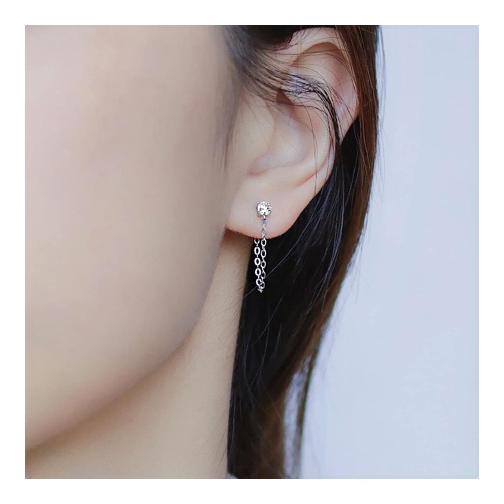925 Sterling Silber Ketten-Ohrringe für Damen und Mädchen - Elegante Ohrstecker in Kleinformat