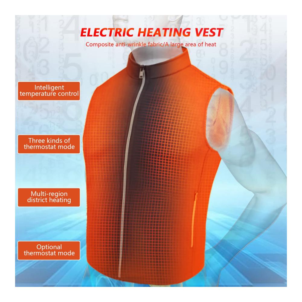 Heizbare Unisex-Weste mit 9 Heizzonen | 3-Stufen-Einstellung | USB-elektrisch beheizte ärmellose Jacke | Wärmeweste für Winter mit Powerbank | Elektrisch beheiztes Gilet (L