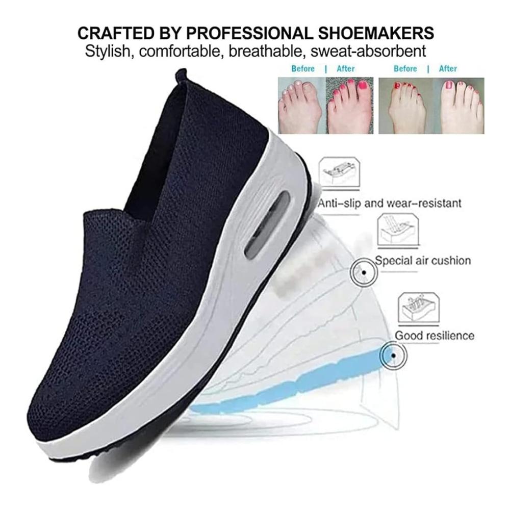 Orthopädische Damen-Sneaker Leichte Fitsshoes mit Luftkissen Fußgewölbeunterstützung und Slip-On-Design