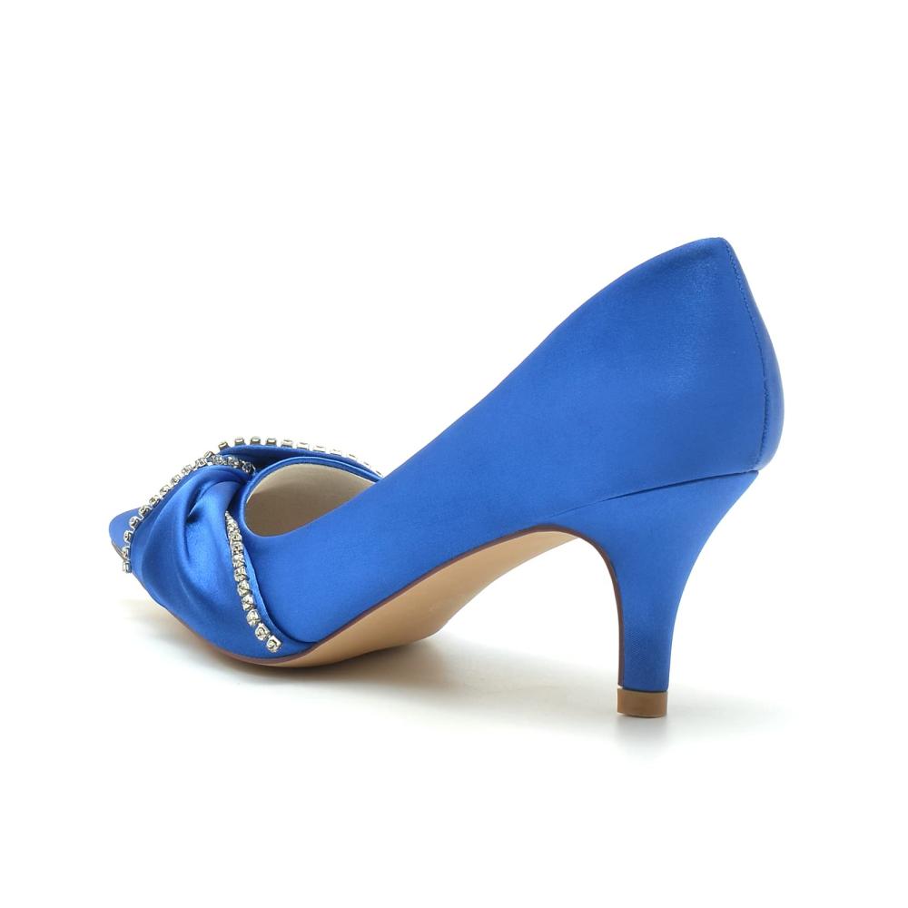 Elfenbein Brautschuhe Damen Satin Pumps mit Spitze Geschlossene Zehe Kitten Heel - Hochzeitsschuhe 6cm Absatz