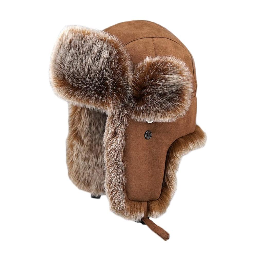Fliegermütze Insun Unisex – Winddichte Trappermütze aus Wildleder mit Kunstfell Russische Mütze für Warmth