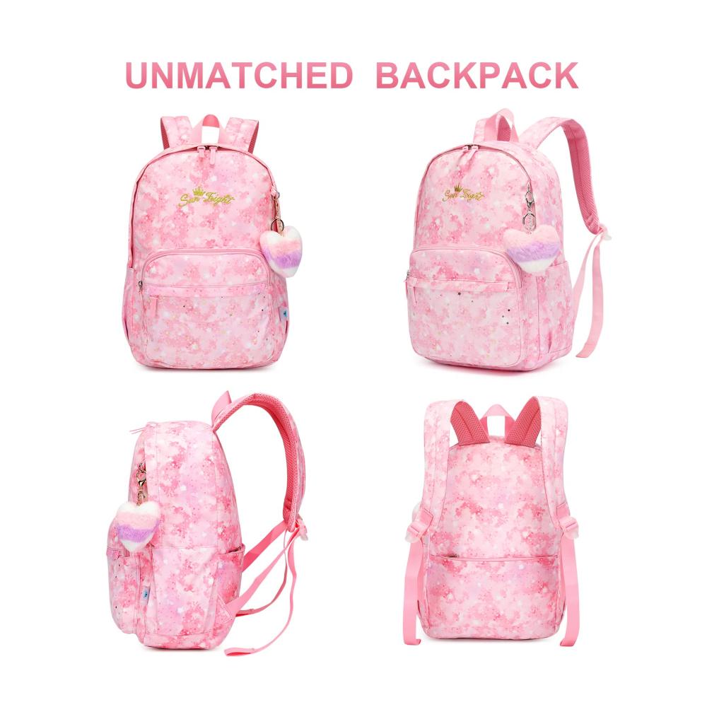 Kinderrucksäcke Caran·Y Angerat Kawaii Mädchen Schulrucksack mit Laptopfach Wasserdichter Multifunktionsrucksack für die Schule mit vielen Taschen