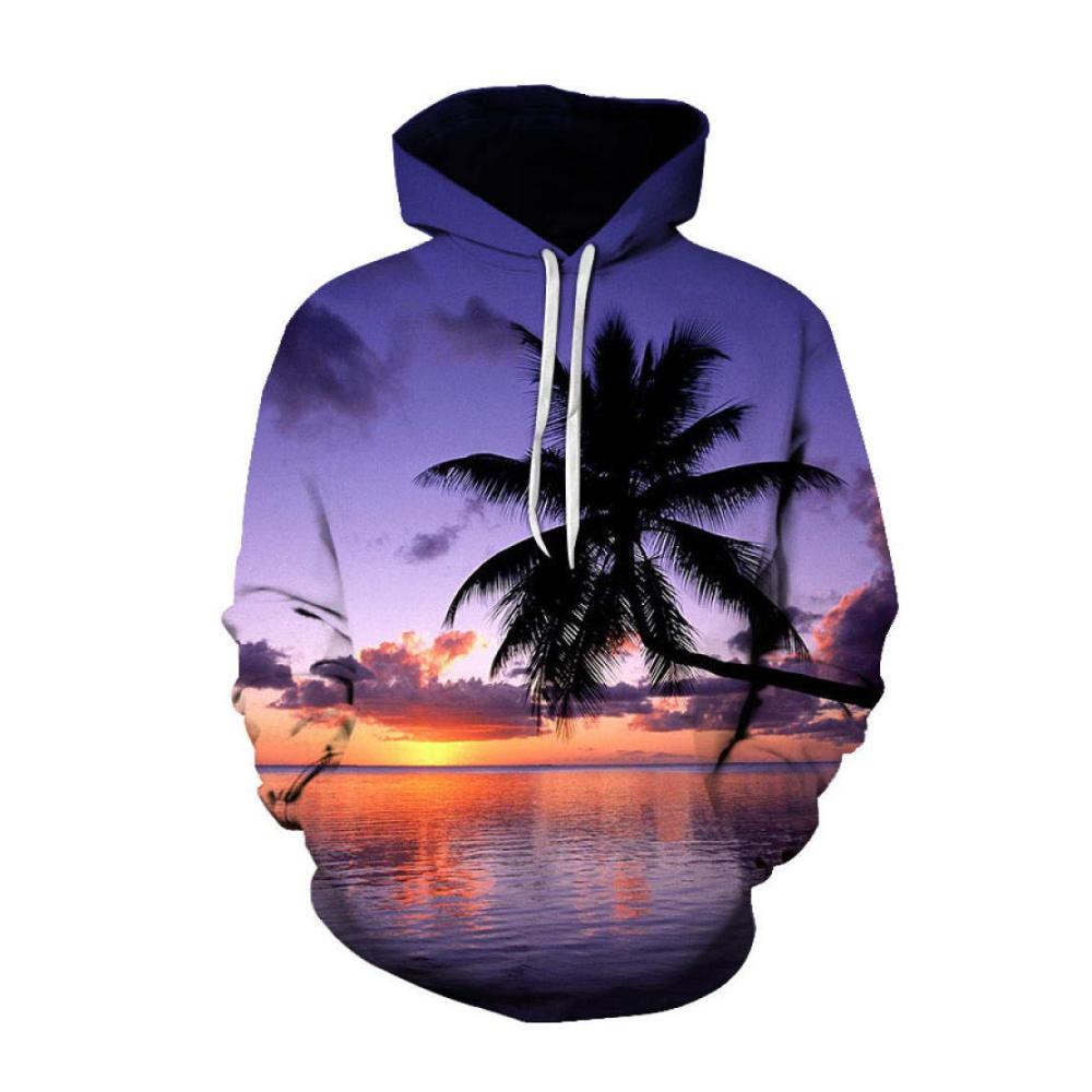 3D Gedruckter Strandlandschaft Kapuzenpullover – Modischer Pullover für entspannte Tage