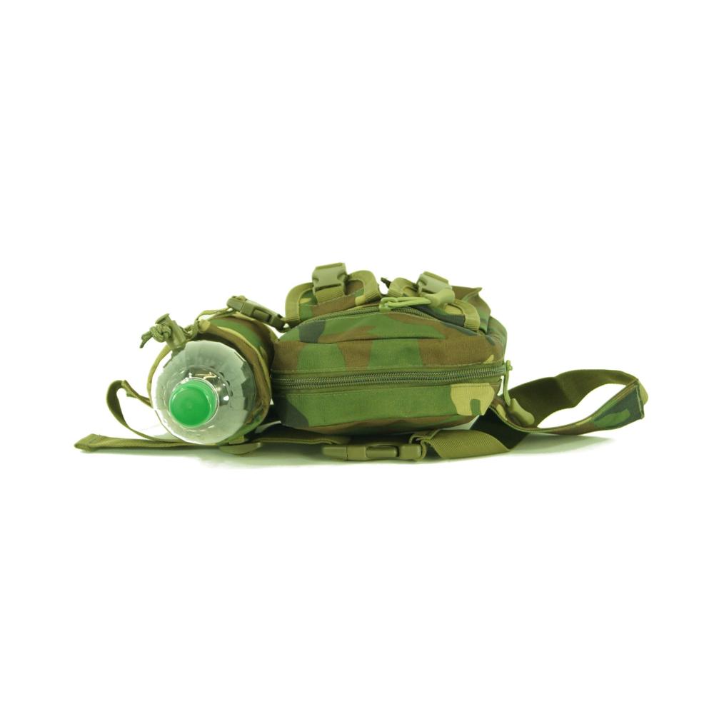 Camouflage Hüfttasche mit Flaschenhalter - Military Style Bauchtasche mi 5 Fächern & verstellbarem Gürtel