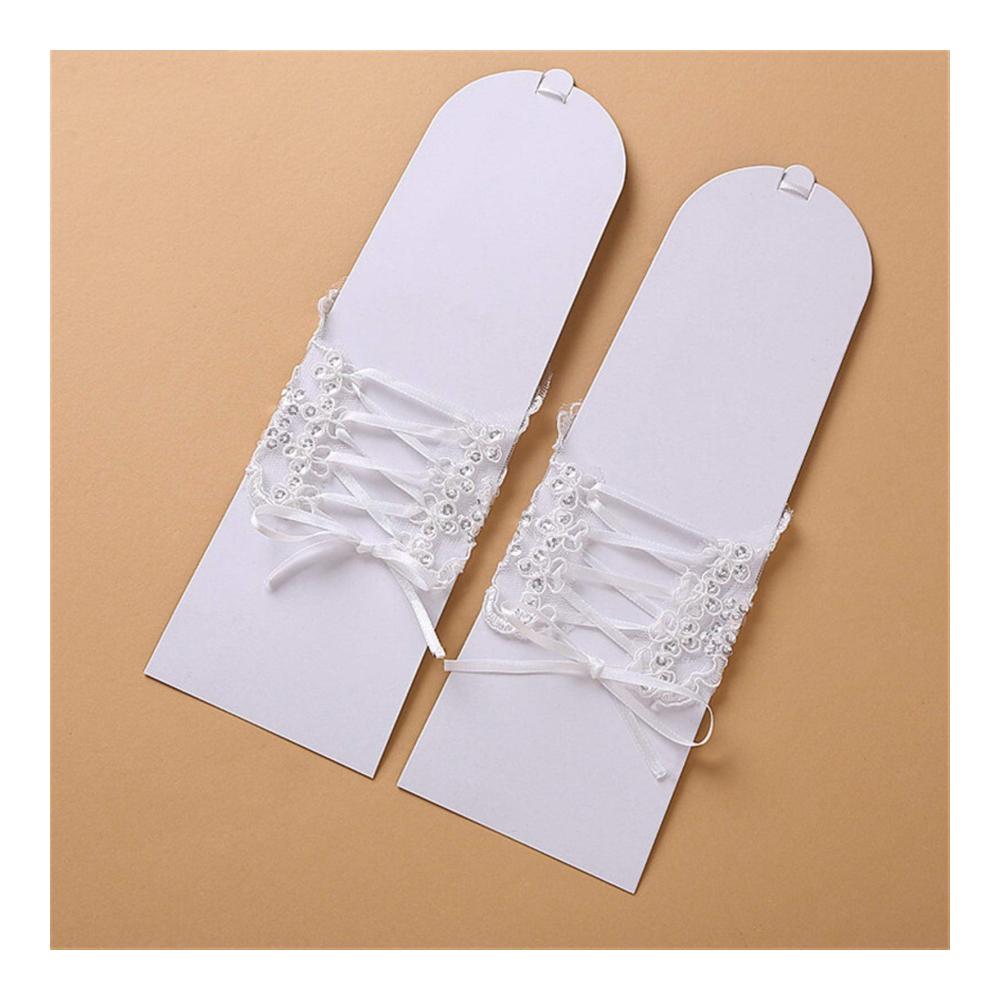Hochzeitshandschuhe Elegante Perlen-Spitze Satin Fingerlos – Weiß & Elfenbein Brauthandschuhe 2021