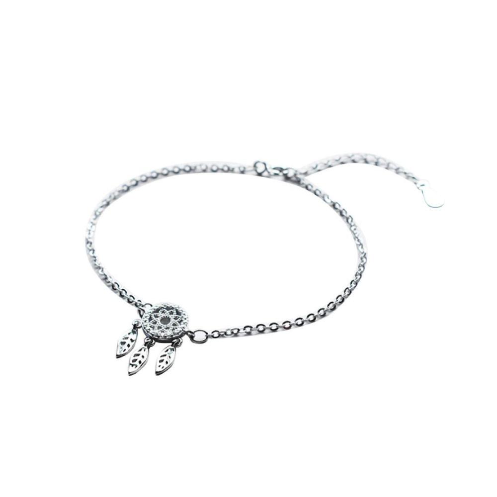 925er Sterlingsilber Damen-Armband mit modischem Traumfänger-Anhänger