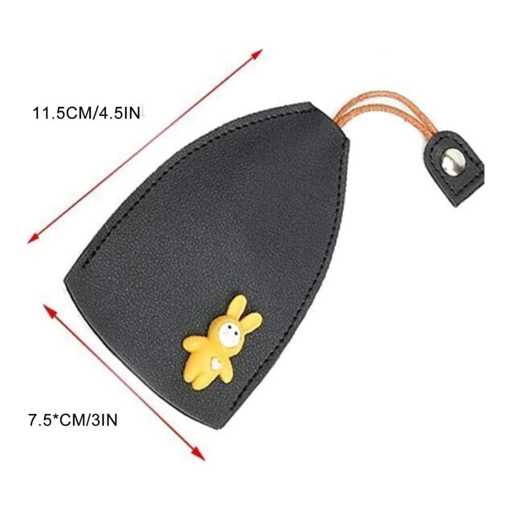 Leather Key Holder Pack - Cute Fruit Designs Unisex Pull-Type Key Pouches for Household Use (Red Cat) - Set of 4