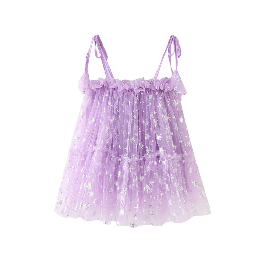 Baby Mädchen T-Shirt-Kleid mit ärmellosem Design Schneeflocken-Pailletten-Prinzessin-Kleid für Tanzpartys und festliche Anlässe