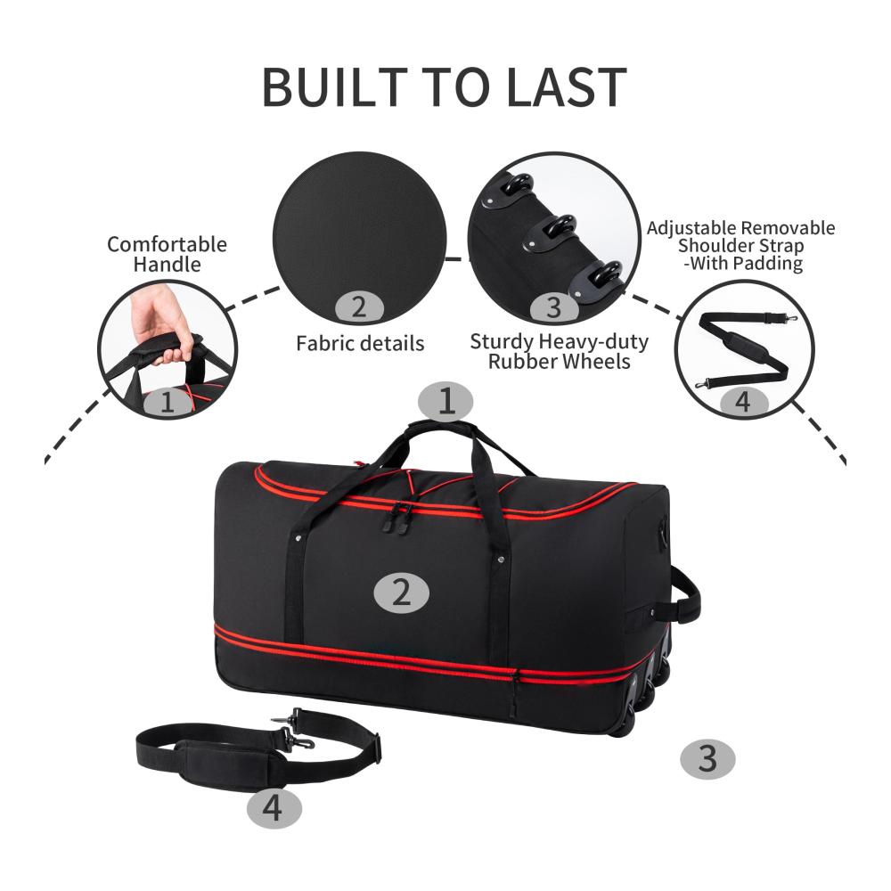 Reise-Trolley mit 3 Rädern Rollen und Dehnfalte - Große Reisetasche (64 cm 75-100L) für Urlaub und Sport