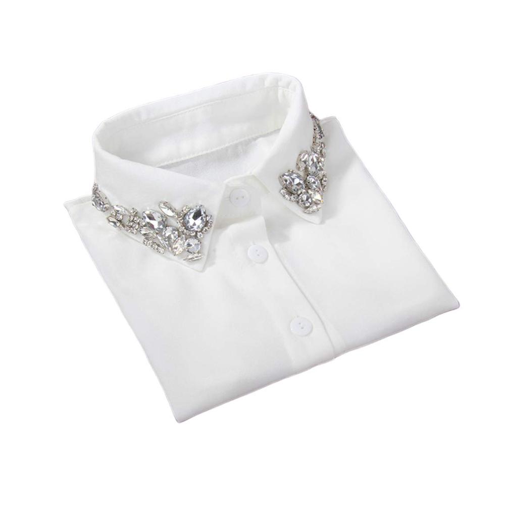 Abnehmbarer Blusenkragen für Damen - Eleganter Chiffon-Kragen mit Water Drop Crystal Rhinestones Krageneinsatz für Blusen und Tuniken Damenmode mit abnehmbarem Schmuckkragen