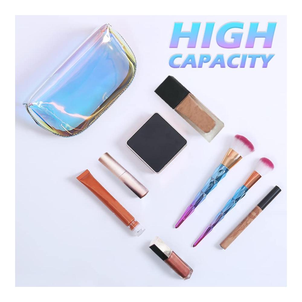 Holografischer Kosmetikkoffer Tragbare Wasserdichte Make-up-Tasche für Frauen - Organisator für Reisen College & Teenager - Transparente Bunte Tasche