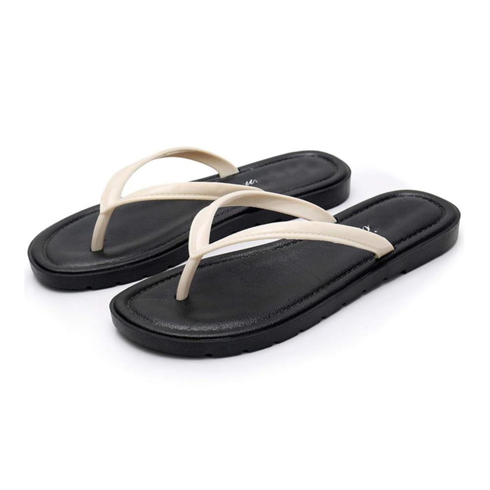 Zehentrenner Damen - Modische Flip-Flops und Slides für Strand Bad und Schwimmbad - Bequeme Hausschuhe in Weiß (Größe 38