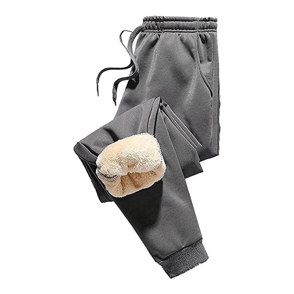 Herren Jogginghose mit Fleecefutter für Wintertraining - Warme Baumwolle Thermo Dicke Baggy Fit Breite Beine Gym und Freizeit Sportswear Track Pants mit Taschen