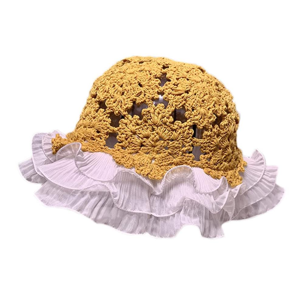 Handgewebte Blumen Sonnenhut für Frauen - Atmungsaktive Spitzenkappe für Frühling und Sommer ideal für Outdoor-Aktivitäten