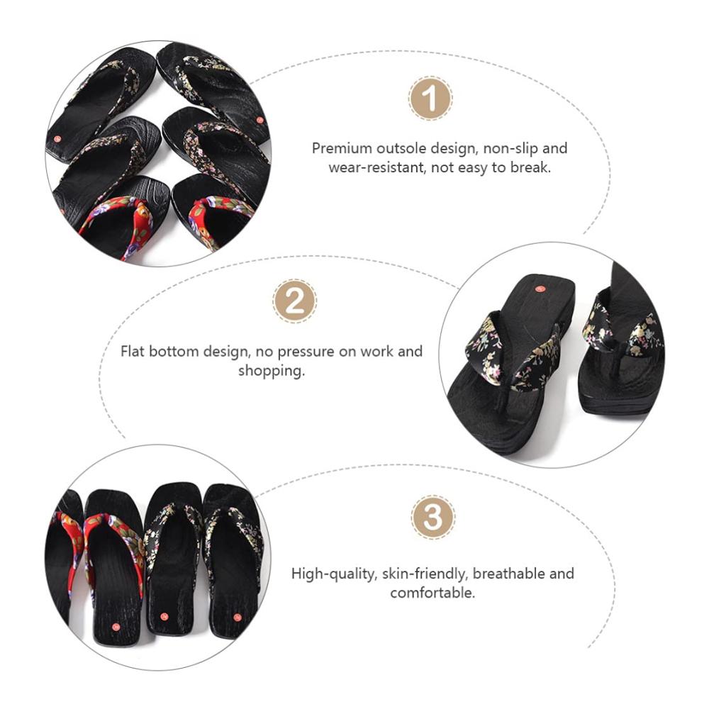 Damen Japanische Holzkeil Sandalen - Sommer High Heel Flip-Flops für Outdoor-Mode am Strand - Böhmische Plattform Schuhe (23.0 cm 6US 36.5EU 3.5UK