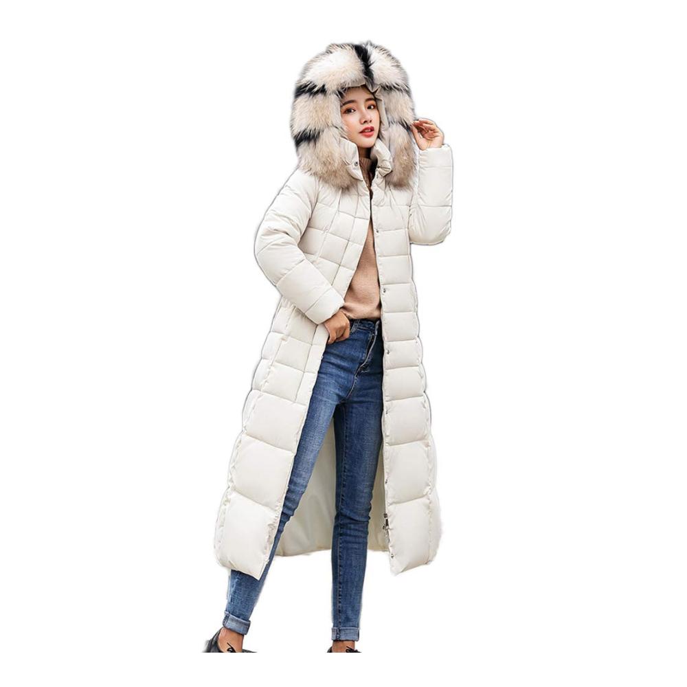 Damen Wintermantel mit Fellkapuze – Warme Steppjacke für Outdoor Lang geschnitten Slim Fit Übergangsjacke für Damen Gefütterter Parka Outwear ideal als Winterjacke Freizeitjacke MISSMAOM