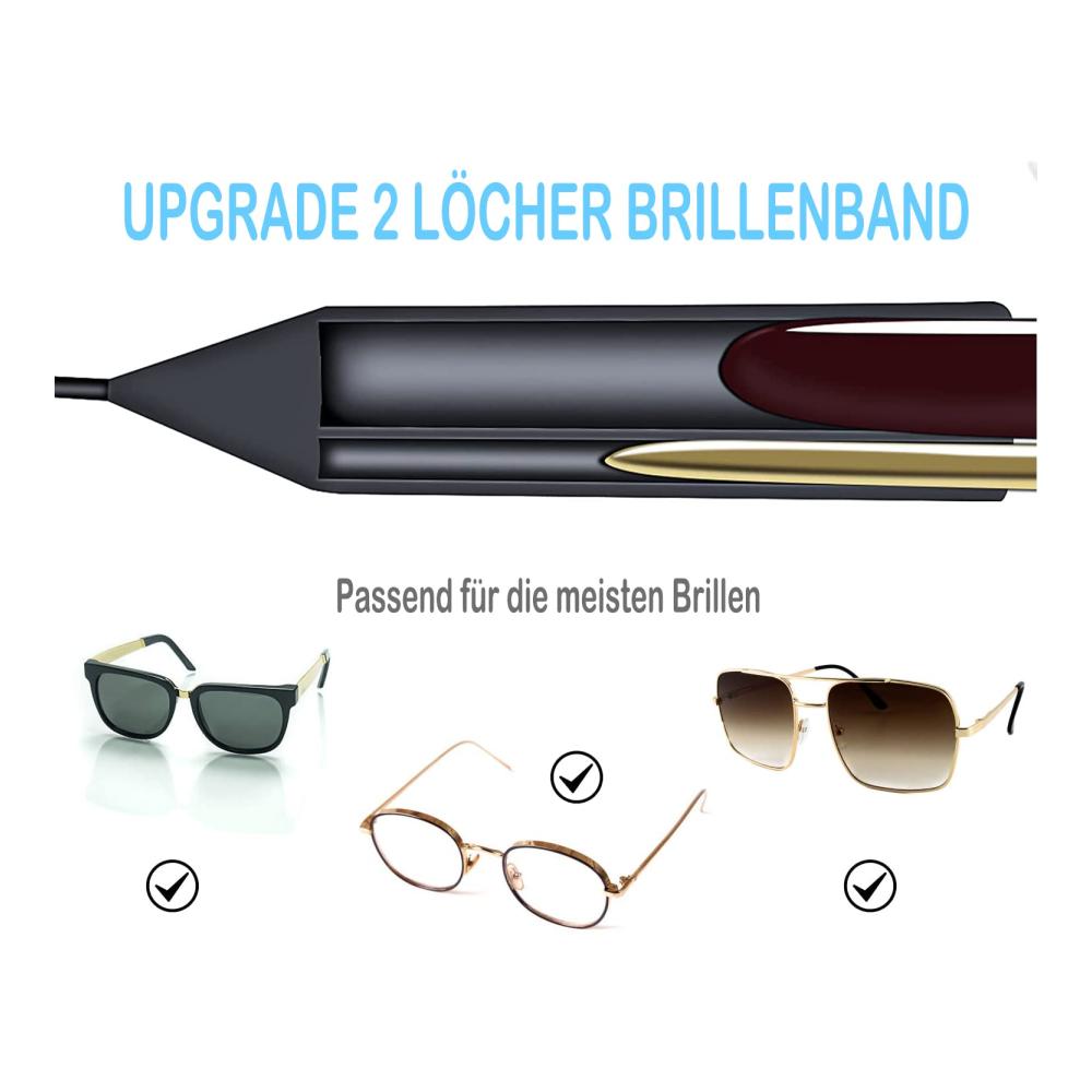 Brillenbänder & -ketten SLEILIN 3er-Pack 19.5 cm * 28.5 cm Verstellbare Anti-Rutsch-Brillenbänder ohne Schwanz mit 2 Löchern – Perfekter Brillenbandhalter für Sportbrillen