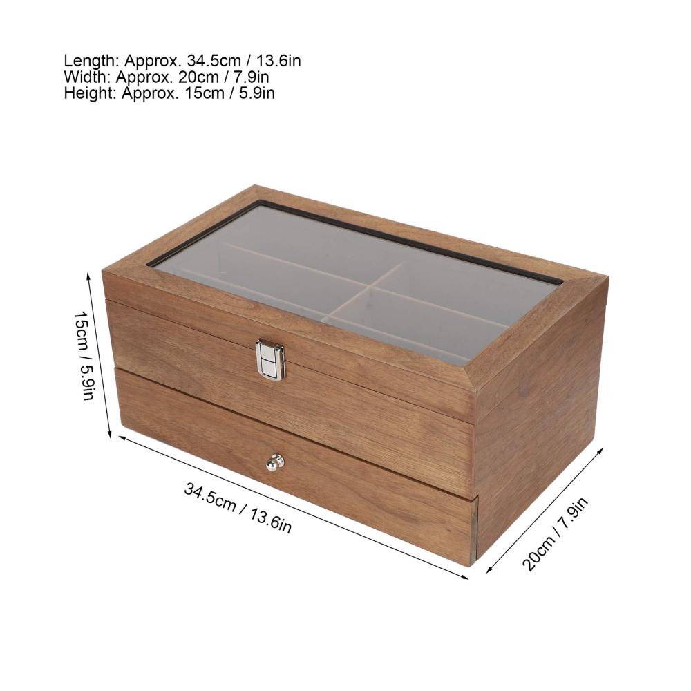 12-Fächer Holz Brillenetui für Damen und Herren - Sonnenbrillen Organizer und Display-Box - Doppellagige Aufbewahrungsbox als perfektes Weihnachtsgeschenk