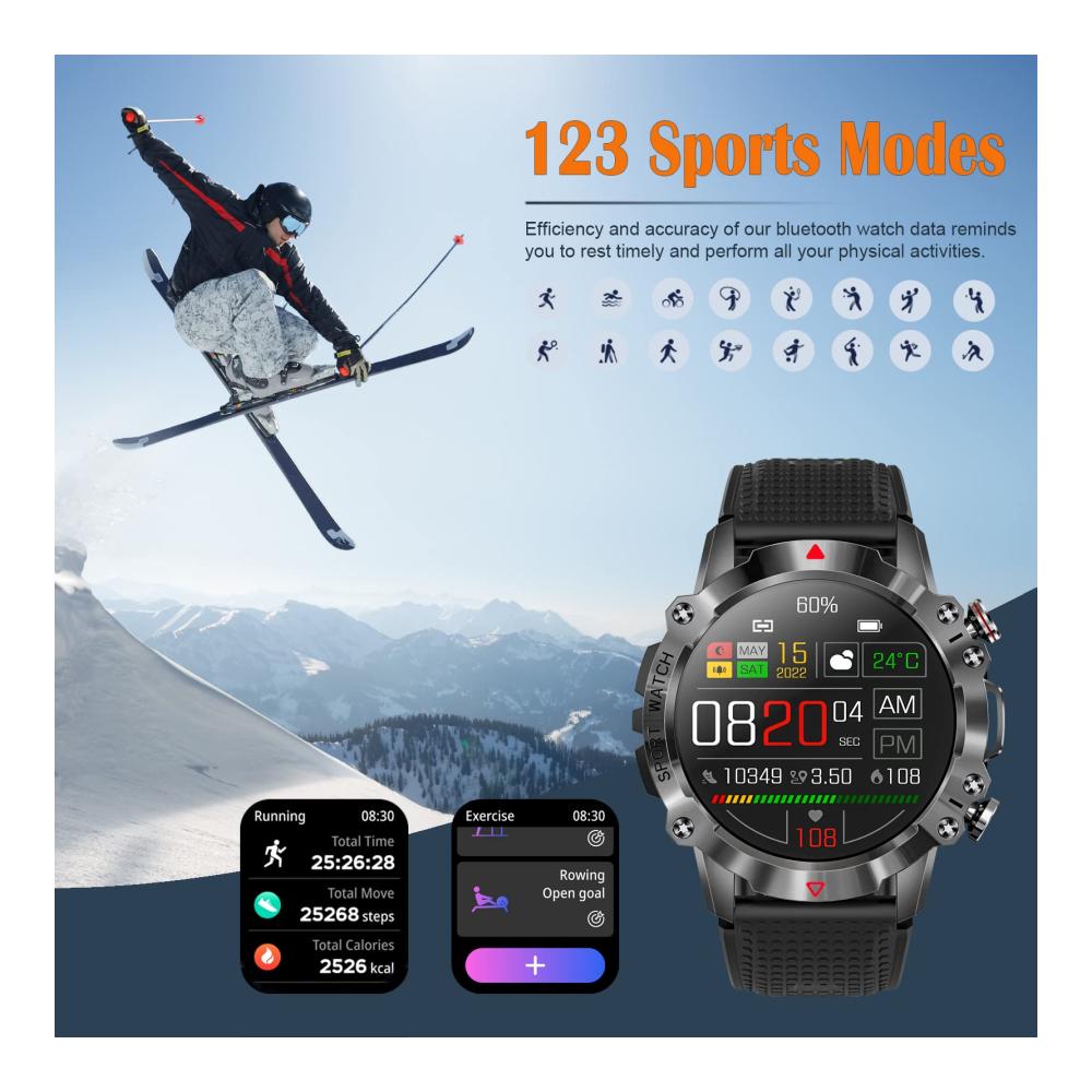 Fashion Smartwatch für Herren – 139 Zoll Fitness Tracker mit Telefonfunktion Herzfrequenz Blutdruckmessung Schlaftracking – Sportuhr Digital für Android und iOS