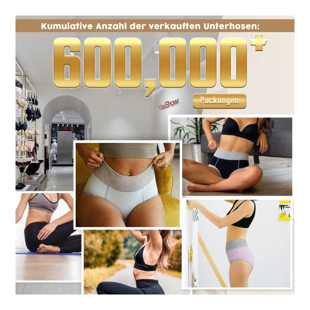 5er Pack Damen Baumwollunterwäsche Bikinis & Taillenslips mit Hoher Taille und Stretch - Komfortabler Unterwäsche-Satz