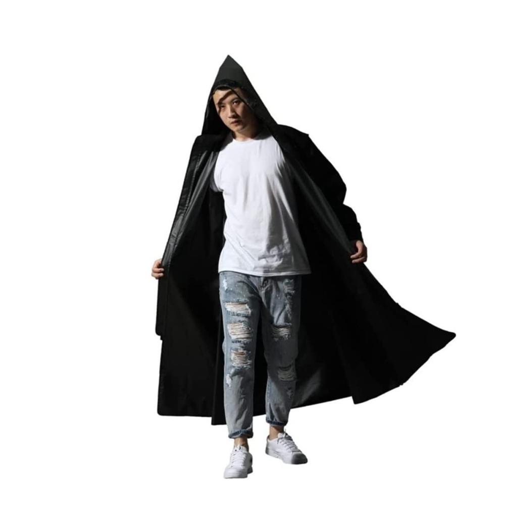 NOCTVM Regenmantel - Vielseitige Regenbekleidung für Motorradfahrer und Wanderer EVA-Regenmantel mit Kapuze Reißverschluss & Langer Poncho-Regenjacke