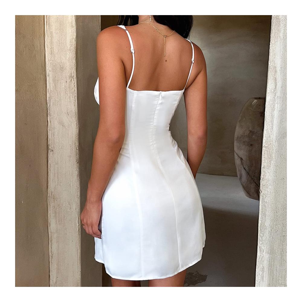 Sommerkleid Damen Sexy Sweetheart-Ausschnitt Rückenfrei Spaghettiträger Bodycon Mini-Kleid mit Spitze und Korsett - Party Fiorky