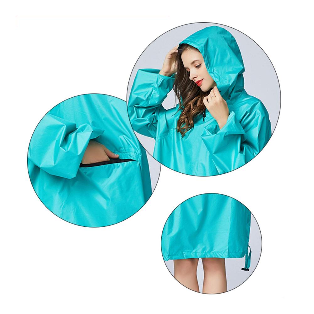 Damen Regenjacken & -mäntel Leichter Wiederverwendbarer Regenanzug Wasserdichter Regenponcho mit Kapuze und Taschen - Ideale Trenchjacke für Outdoor-Aktivitäten