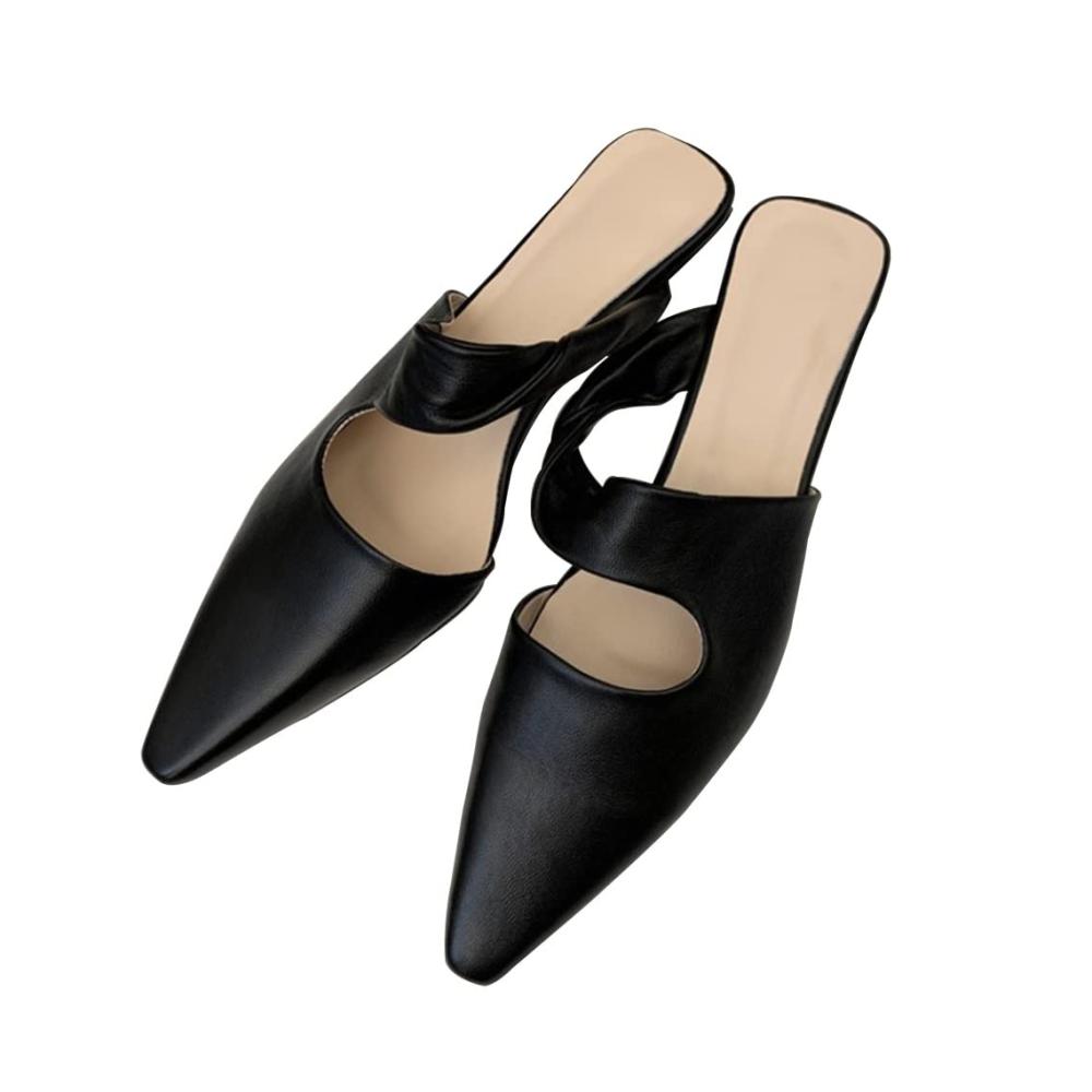 Damen Sandalen Elegante Pantoletten mit Spitz Zulauf Geschlossene Zehen Absatz und Ausschnitten - Bequeme Slingback-Hausschuhe für Party und Freizeit