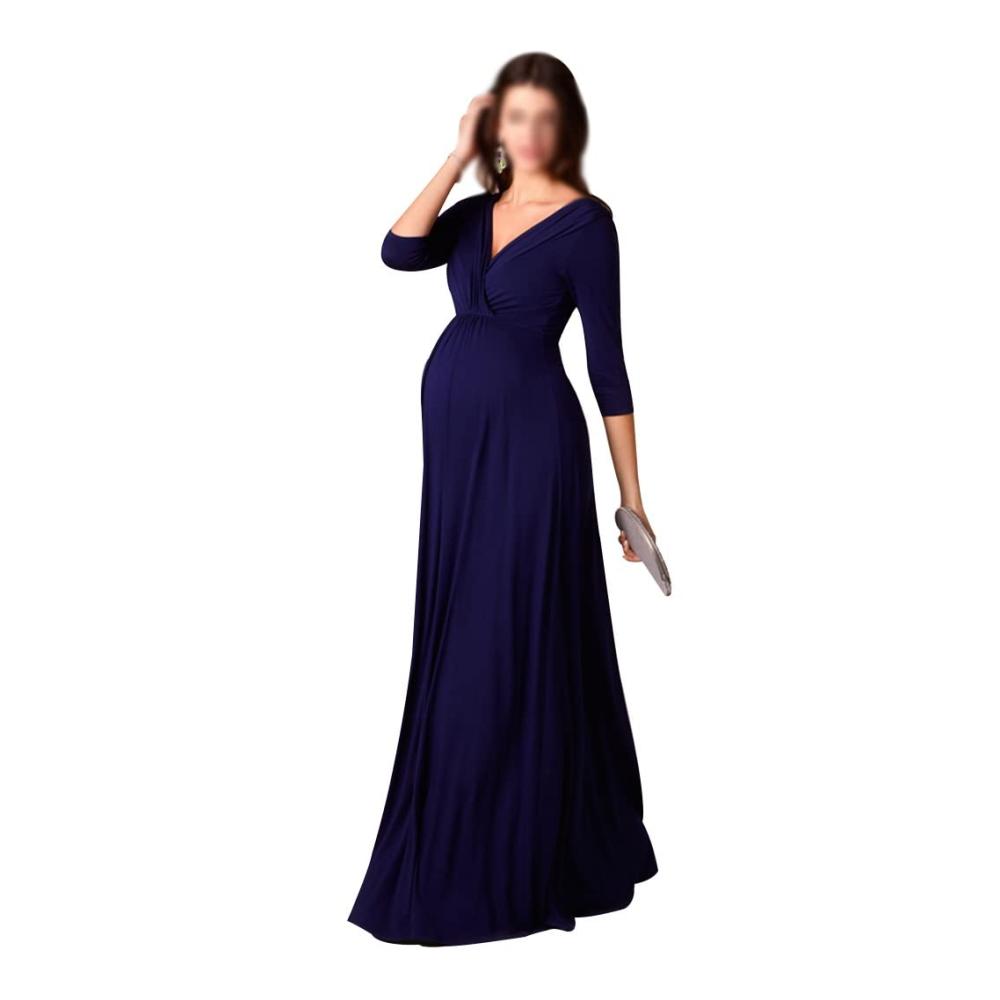 Maxikleid Schwangerschafts-Kleid mit tiefem V-Ausschnitt für Schwangere - Sexy Umstandskleid für Fotoshootings Europäische und Amerikanische Abendmode