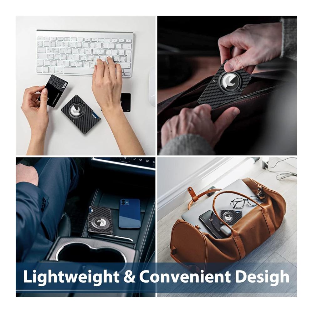 RFID-Blockierender Kohlefaser Airtag-Kreditkartenhalter Minimalistische Metall-Brieftasche für 10-15 Karten Geld und Geschenkbox