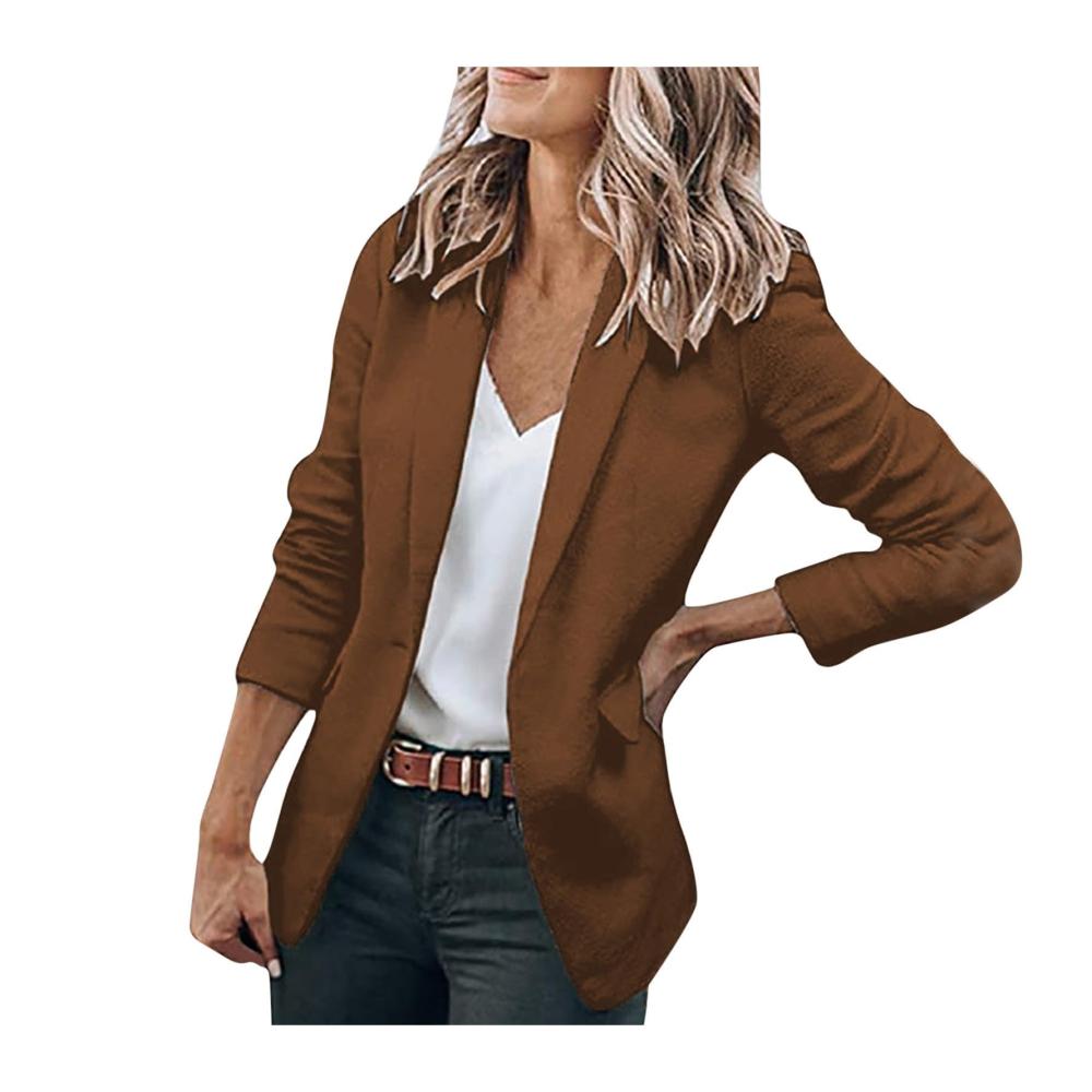 Blazer Damen Eleganter Langarm Blazer für Herbst & Winter - Urban Slim Fit Anzugjacke mit Taschen für Büro & Freizeit