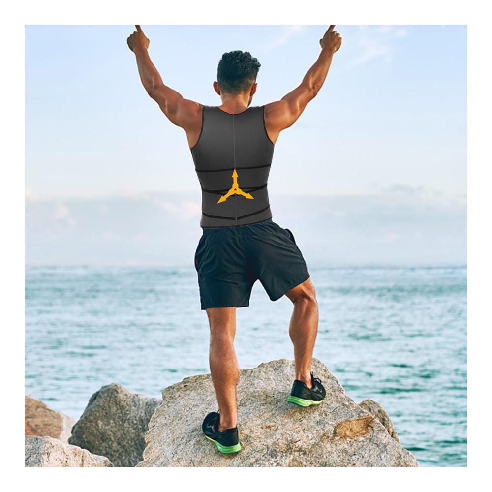 Herren Kompressionsweste Schlankheitsbody mit doppeltem Bund Sport Tanktop für bequeme Shapewear