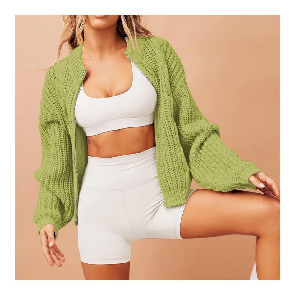 Locker gestrickte Damen-Strickjacke | Rundhalsausschnitt mit durchgehendem Reißverschluss | Stilvolle Wintermode für den Alltag