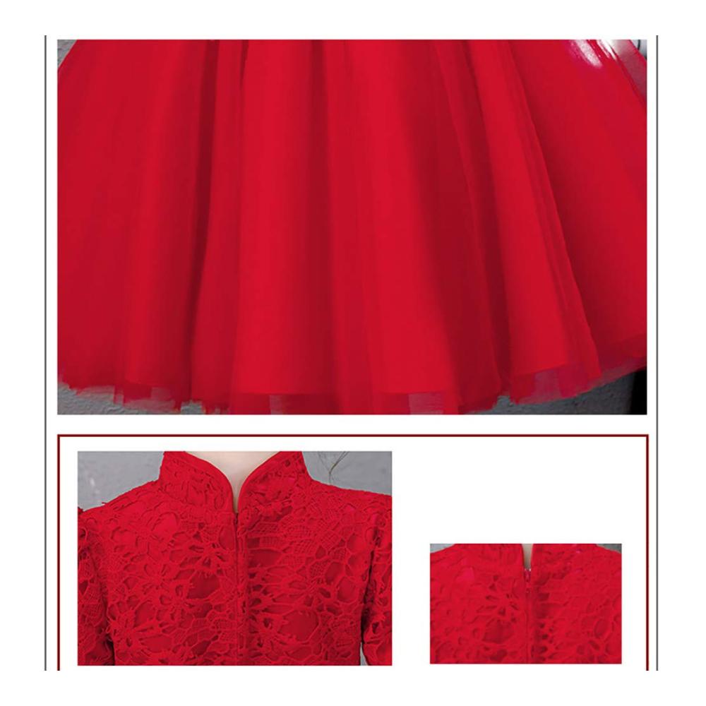 Prinzessin Tutu Kleid für Mädchen Spitzen-Catwalk mit Krone - Rot (110cm