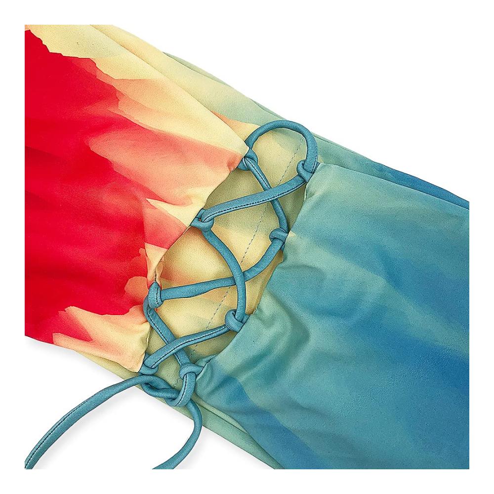 Bandeau Bikini Sets für Damen Trägerlos Hoch tailliert Zwei Stück - Trendige Frauen Schwimmanzüge