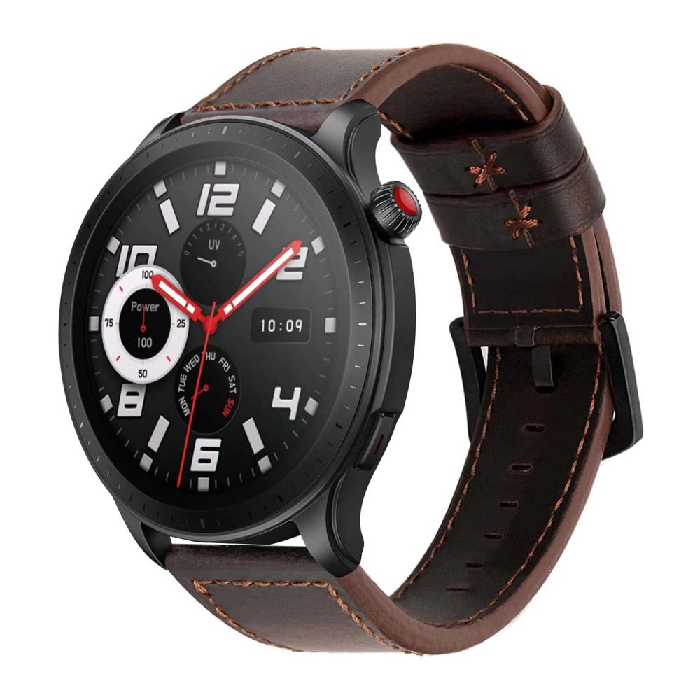 22mm Retro Leder Uhrenarmband für Amazfit GTR 4/3 Pro/3/2/2e Ersatzarmband mit Kompatibilität für GTR 47mm und Stratos 3