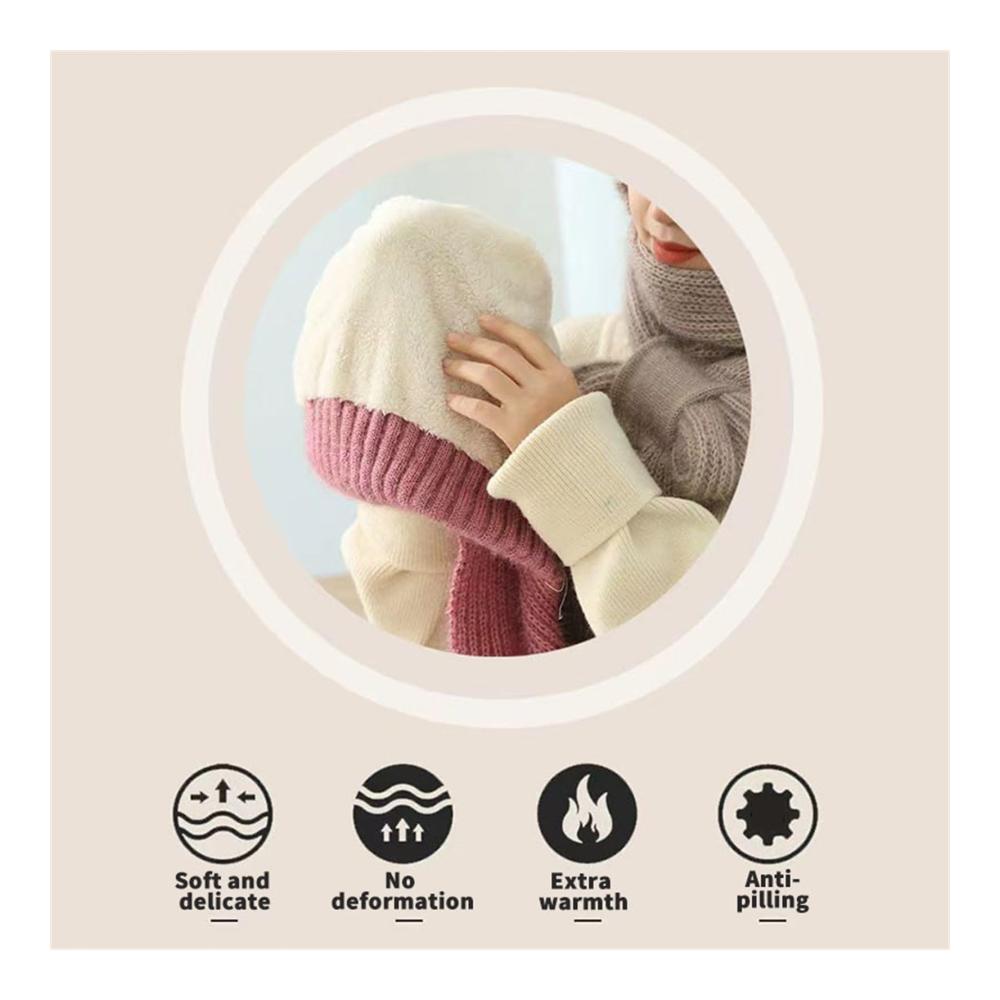Winddichtes Damen Winter-Set Mütze Schal & Handschuhe mit Integriertem Gehörschutz - Warme Strickmütze und Schal Kombination