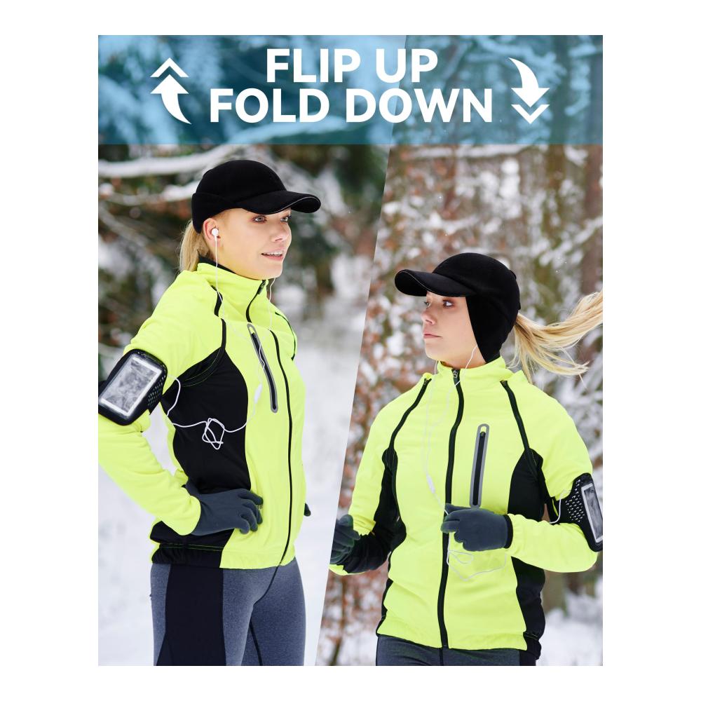 Reflektierende Damen Winter Baseball Cap mit Ohrenklappen & Pferdeschwanz-Öffnung