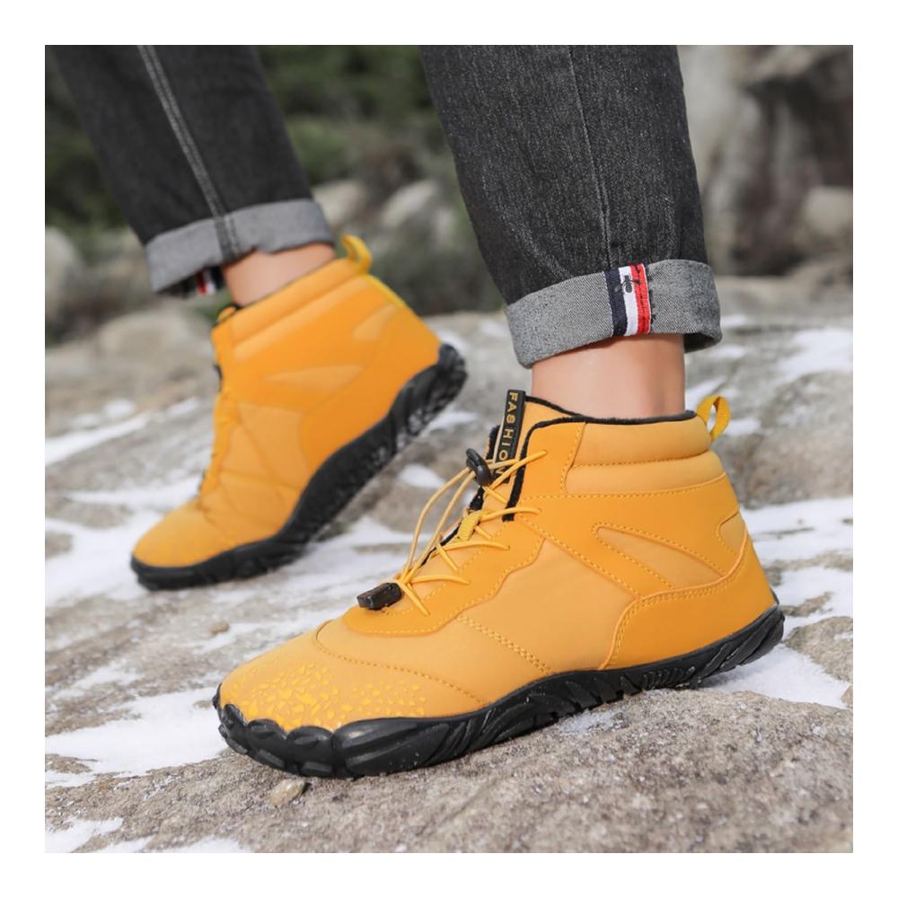 Winterfeste Barfußschuhe für Damen & Herren - Wasserdichte Trekking- und Wanderschuhe mit Schnelltrocknung Trailrunning-Funktion Zehenschutz hoher Wärmeisolierung und rutschfesten Sohlen