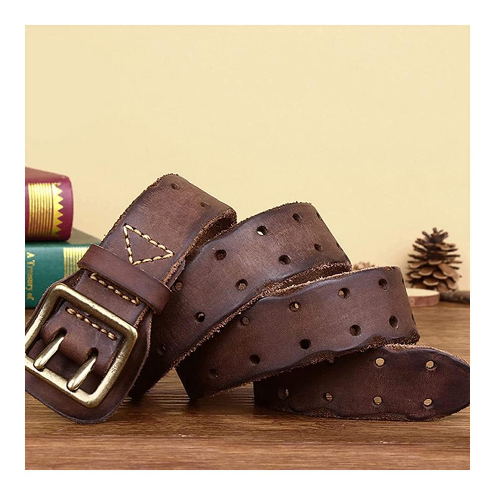 Herrengürtel Lässiger Kupfergürtel mit Doppelloch-Dornschließe – Retro Style hypoallergen & trendig