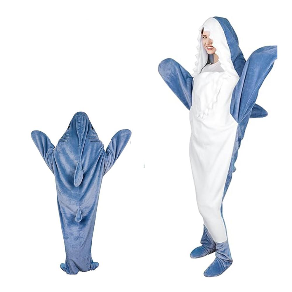 Superweicher Damenkapuzenpullover Gemütlicher Flanell-Hoodie Hai-Schlafsack - Idealer Hai-Decken-Pullover für Jungen und Mädchen - Tragbare Hai-Decke für Cosplay und als Hai-Kostüm-Geschenk