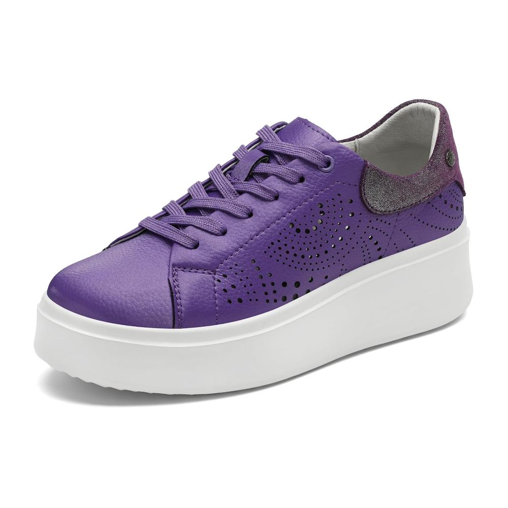 Damen Sneaker Bequemschuhe Schnürhalbschuhe in Lila - Größe 36 mit lose Einlage