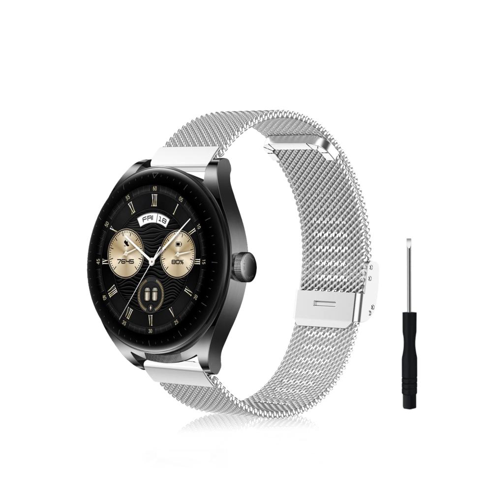 22mm Edelstahl Mesh Uhrenarmband Ersatz für Huawei Watch Buds GT 3 Pro Watch 3 - Silber